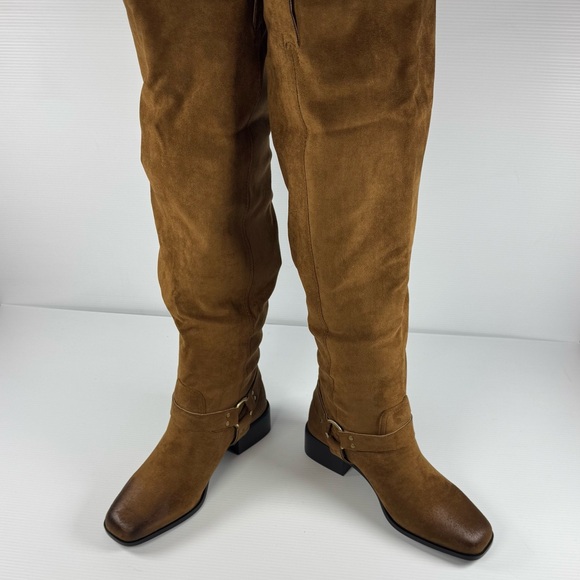 Azalea Wang Shoes - Azalea Wang Eathelin Brown Over The Knee Moto Boots NIB Size 7 / 9